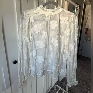 H&M White Floral Blouse